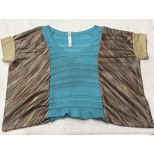 The Morgan Factory Women's Mixed Fabric Crochet Top‎ Size S/M Oversized